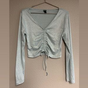 Wild fable, sparkly baby blue scrunched top